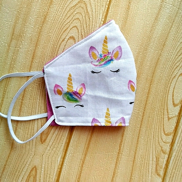 Hand Crafted Accessories - Girls Unicorn Rainbow Face Mask